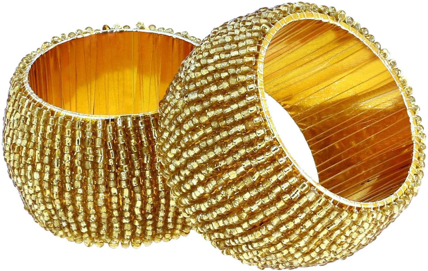 Ajuny Handmade Beaded Golden Decorative Napkin Rings for Dinning Table Decor, 1.5 Inch : Home & Kitchen