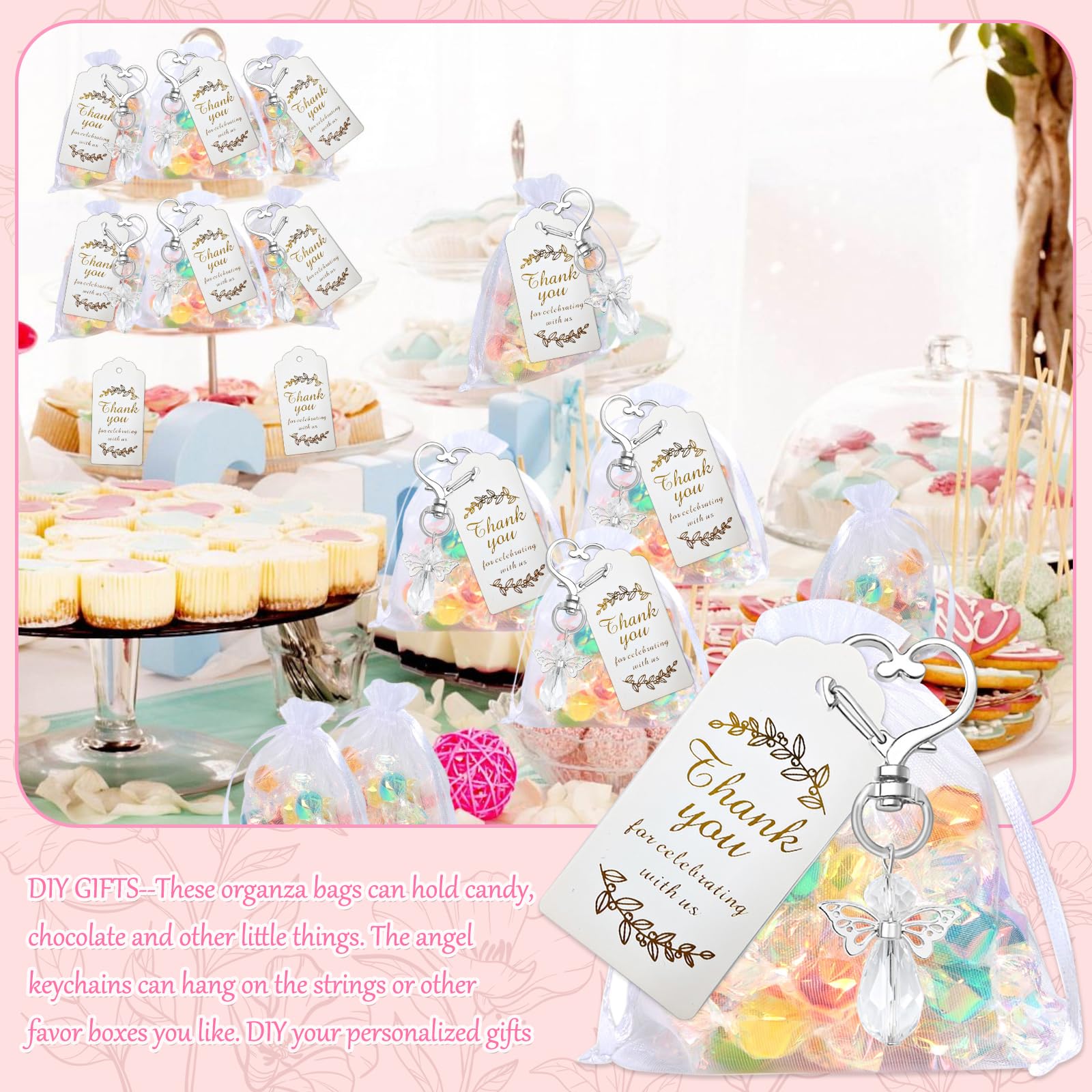 Lot De 24 Porte-clés Ange De Noël ZXTGBQ - Avec Sacs Organza Et étiquettes, Pour Cadeaux Et Décoration