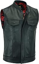 Leatherick Groove Club Hommes Gilet Cuir Biker - Doublure Traditionnelle En Satin Paisley