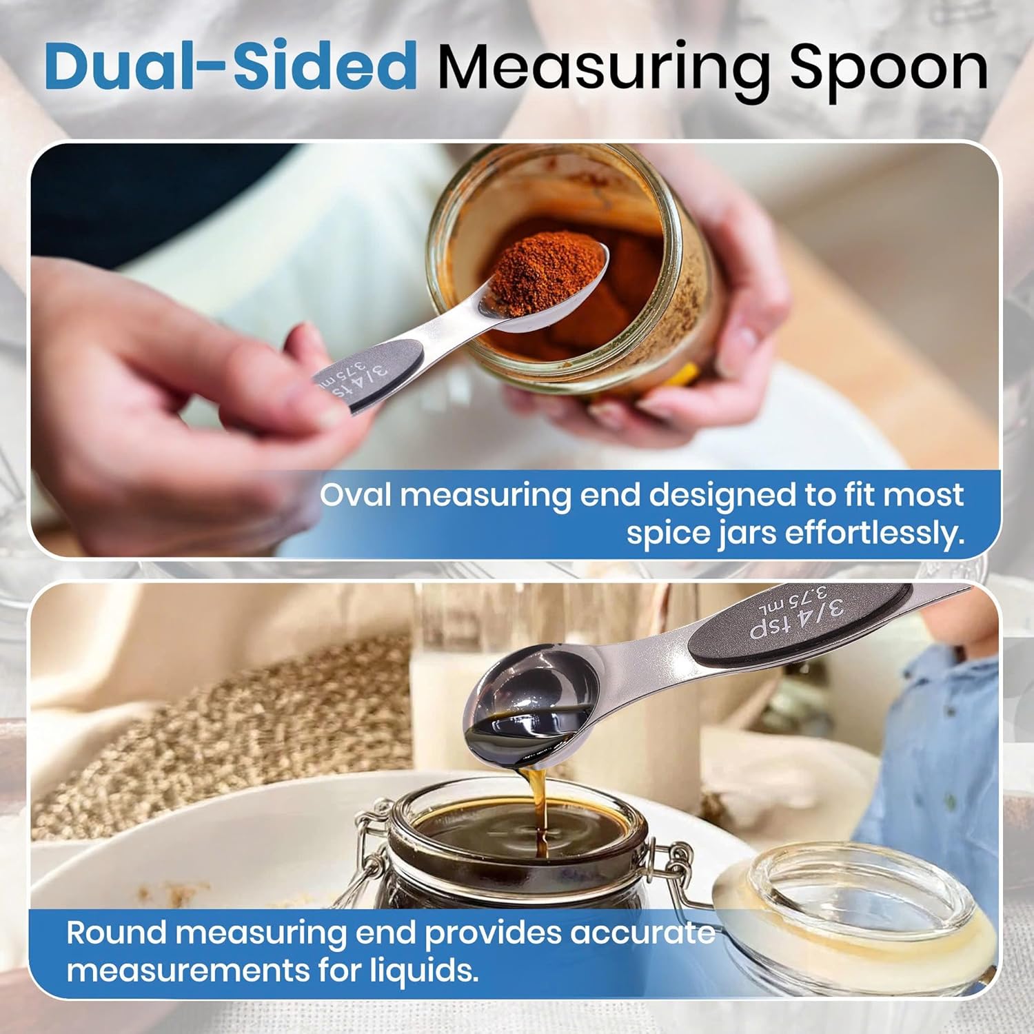 Magnetic Measuring Cups and Spoons Set,5 Stainless Steel Measuring Cups,8 Double-Sided Magnetic Measuring Spoons Set Stainless Steel and 1 Leveler,Essential Kitchen Gadgets for Cooking,Baking