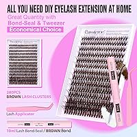 Vista 2 de Kit de extensión de pestañas Pawotence DIY 280 piezas, racimos de pestañas marrones, kit de extensión de pestañas individuales 40D 9-16mm