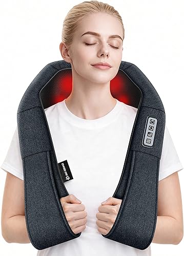 Mo Cuishle Shiatsu Masajeador de Cuello y Espalda con Calor – Amasamiento Profundo para Hombro y Cuello – Regalo Ideal para Hombres, Mujeres, Mamá,