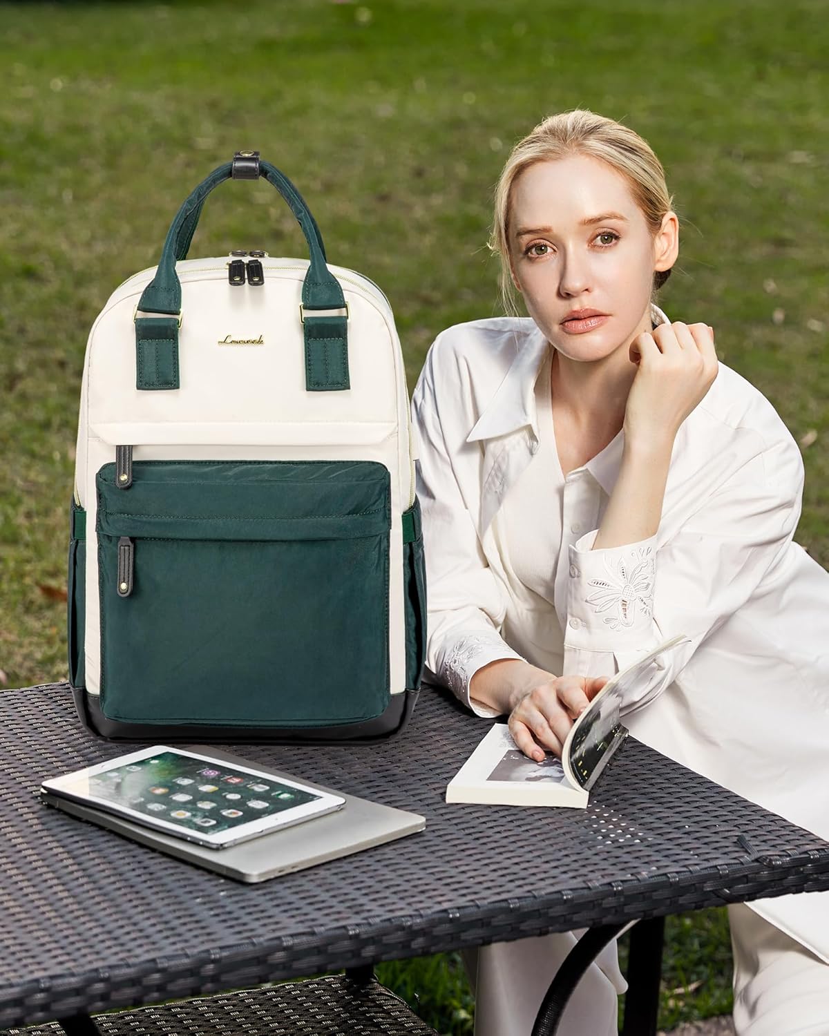 LOVEVOOK Travel Laptop Backpack Women, 15.6 Inch Anti-theft Laptop Bag with USB Port, Fashion Waterproof Computer Backpacks Teacher Nurse Backpack Purse for College School Work