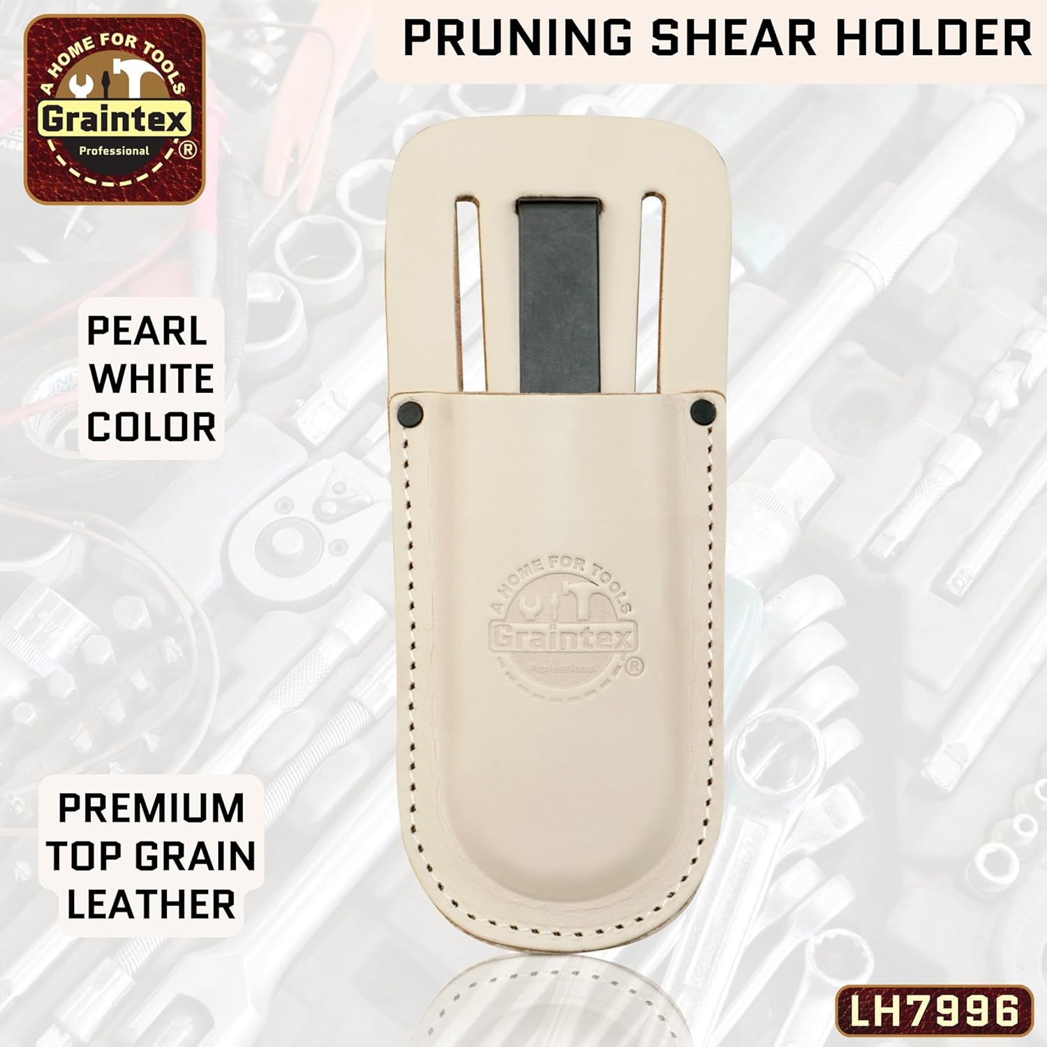 Graintex Pruning Shear, Plier Holster for Tool Belt, Leather Tool Pouch for Pliers, Garden Shears, Easy Access with Clip, Leather Knife & Tool Sheath, Fits All Standard Belts