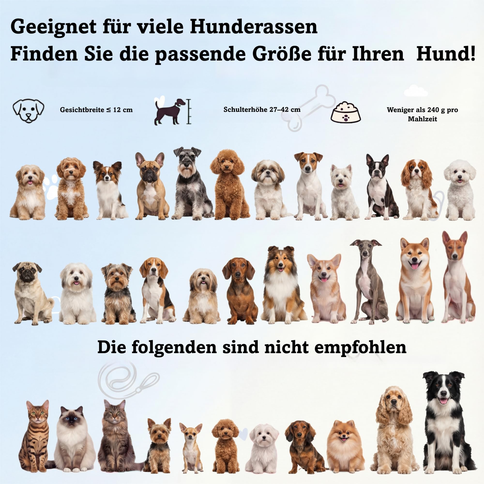 Antischlingnapf Hundnapf Erhöht Keramik Napfset - Doppel-Fressnapf für langsames Fressen - Futternapf & Wassernapf mit rutschfestem Kunststoff-Ständer - Für kleine und mittelgroße Hunde