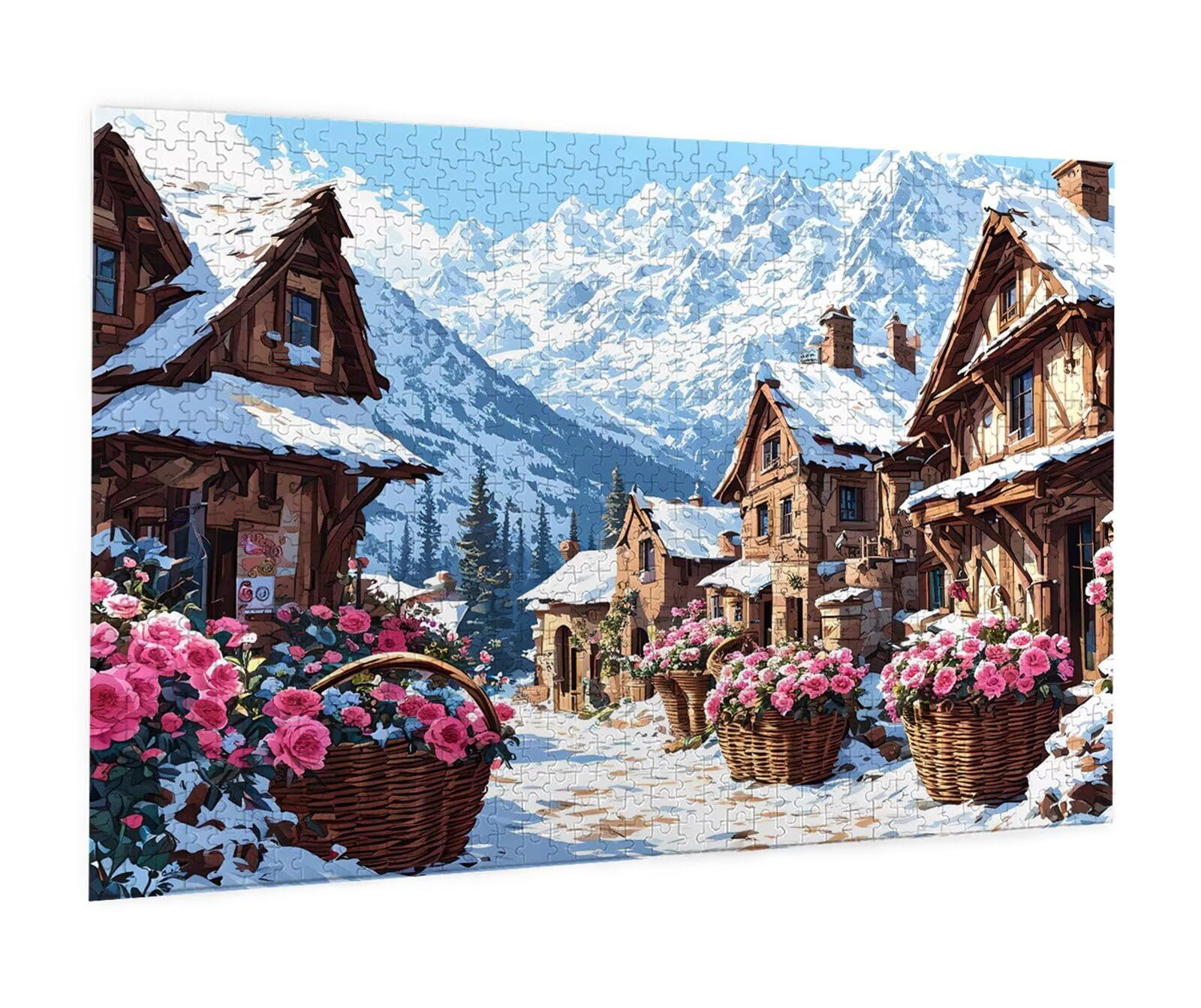 Kleine Stadt Puzzle 3000 Teile Landschaft Puzzle Erwachsene, Holzpuzzle Erwachsene, DIY Groß Puzzelmatten, Premium Quality Klassische Wooden Jigsaw, Holzpuzzle ab 14 Jahren für Jungen, Geschenke S-449