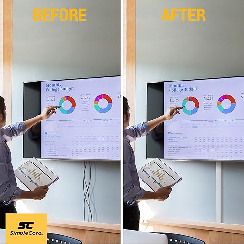 Miniatura 5 de Simple Cord TV en la pared cable cubierta oculta cables, cables o cables, 32 pulgadas camino de rodadura  SimpleCord sistema de gestión de cables de