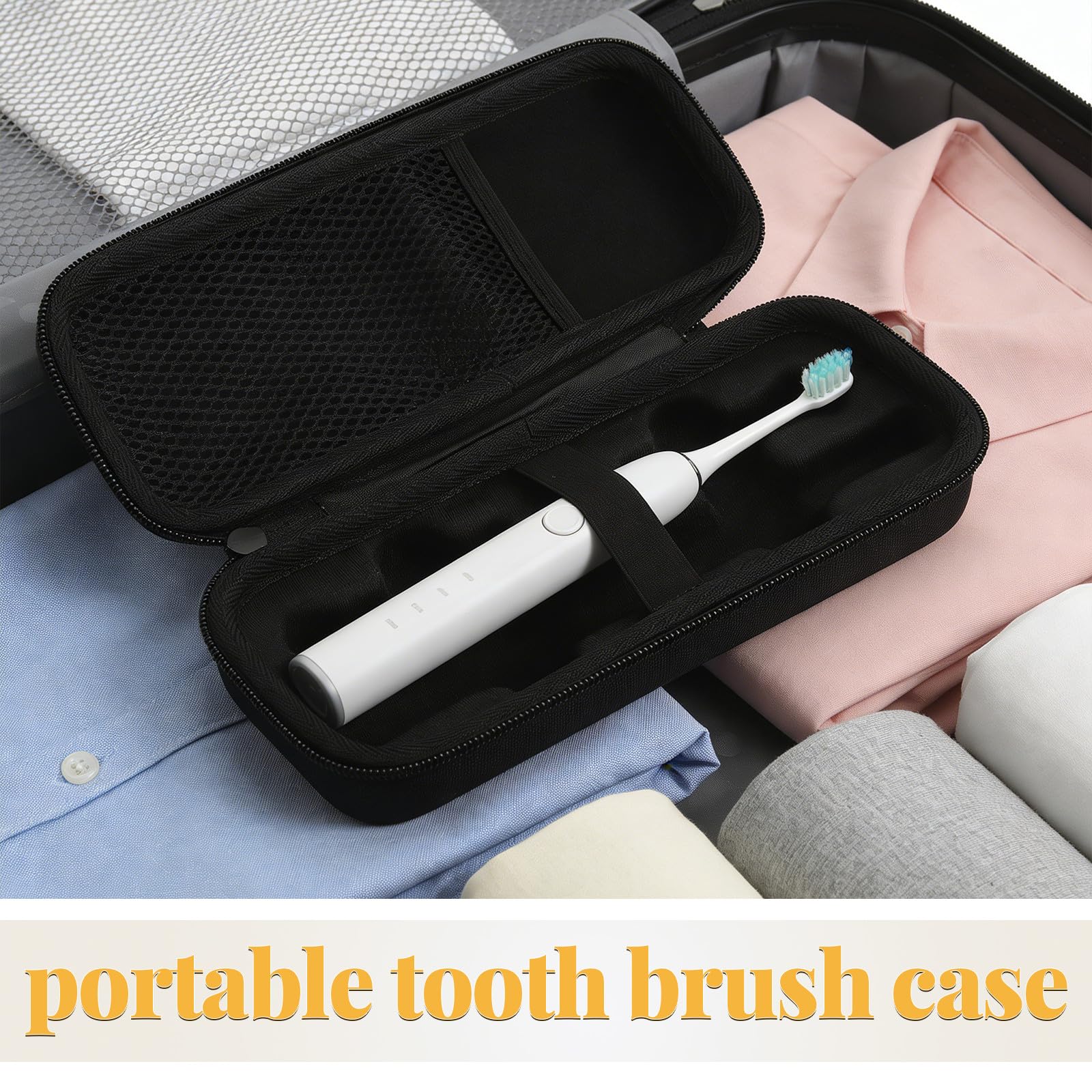 OUNONA Estuche para Cepillos de Dientes Eléctricos Compatible, 1, Tamaño Compacto, Resistente al Agua, Bolsa Portátil para Viaje y Baño, con Bolsillo de Malla para Accesorios