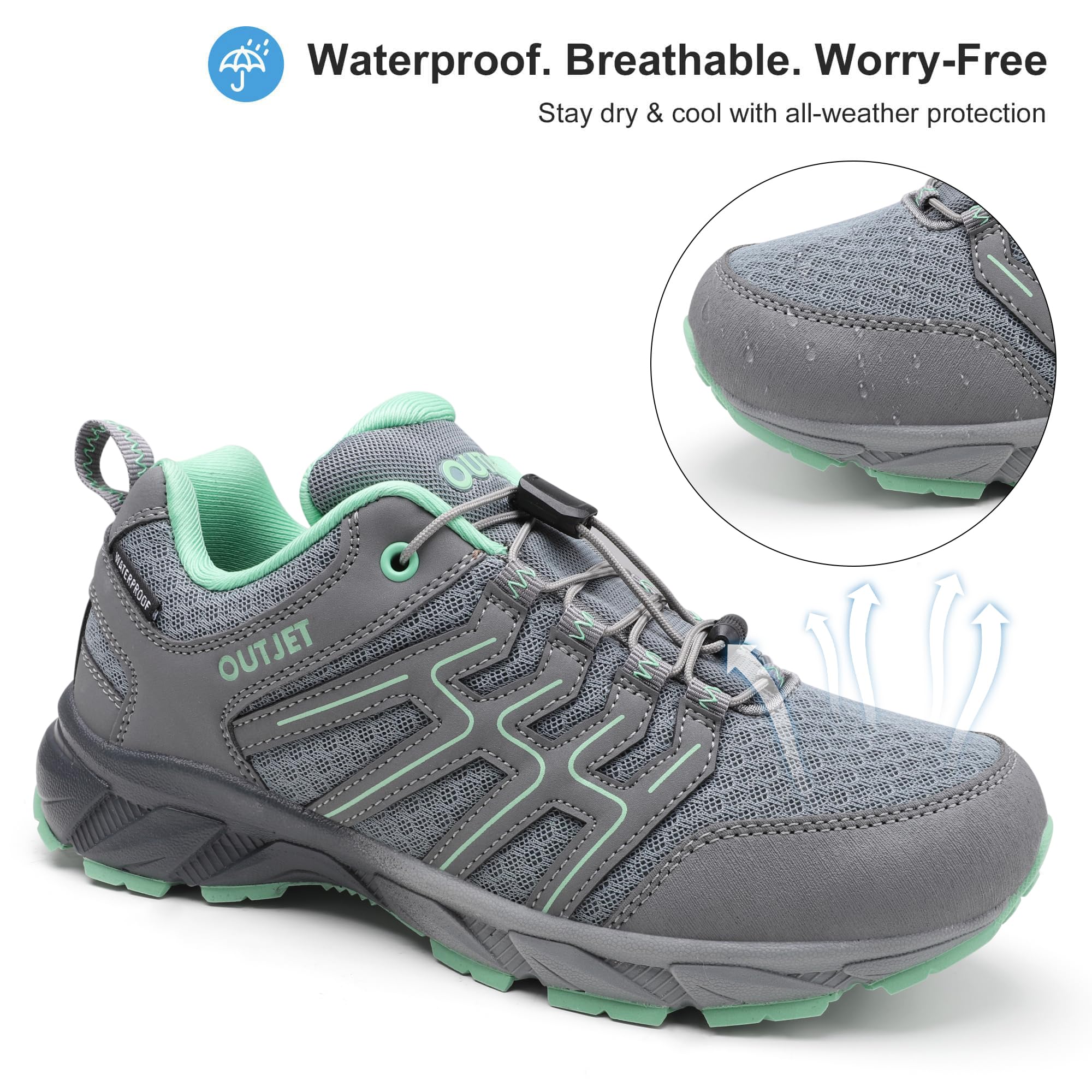 Chaussures de randonnée Femme imperméables Respirantes et légères à laçage Rapide