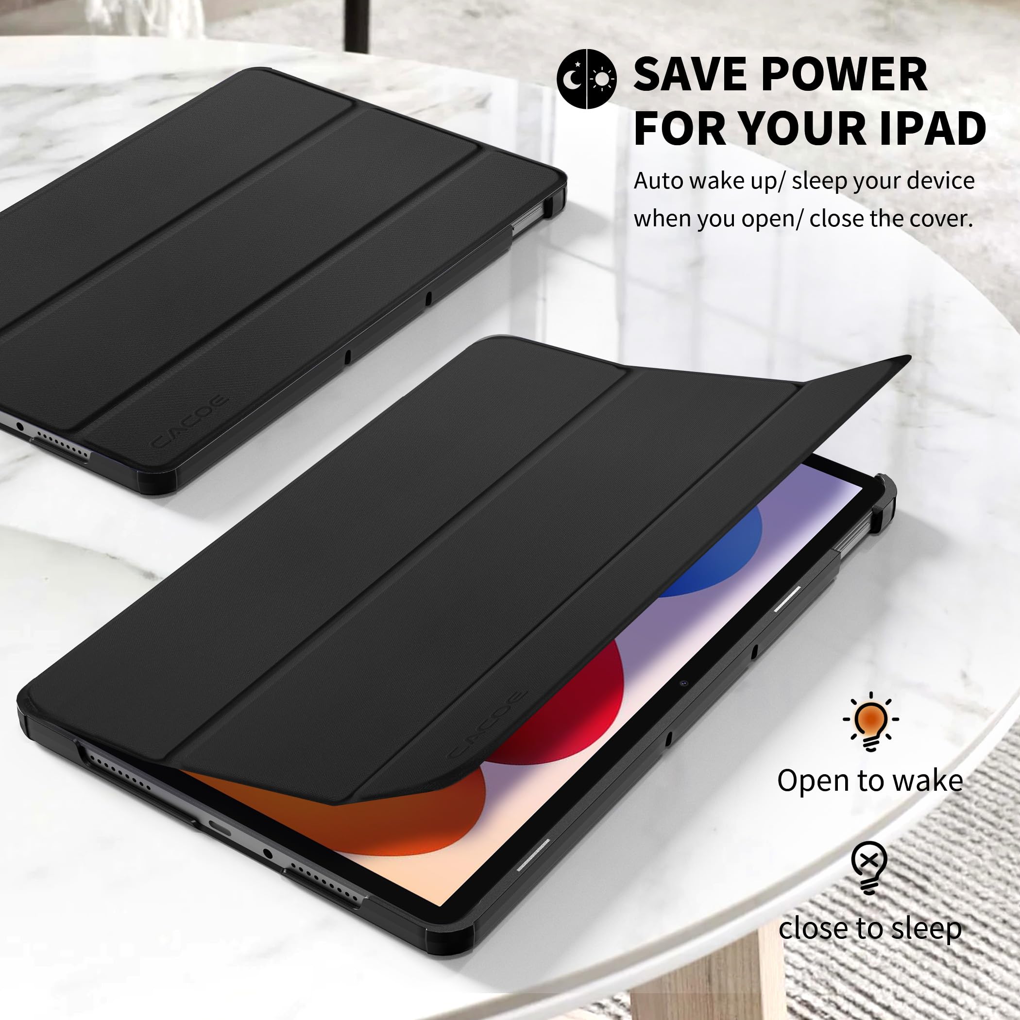 CACOE Funda para Xiaomi Redmi Pad 2 Pro 12.1 2025 con Protector de Pantalla | Funda con Protector de Pantalla, Diseño Ultrafino de Cuero PU con Función Atril, Negro