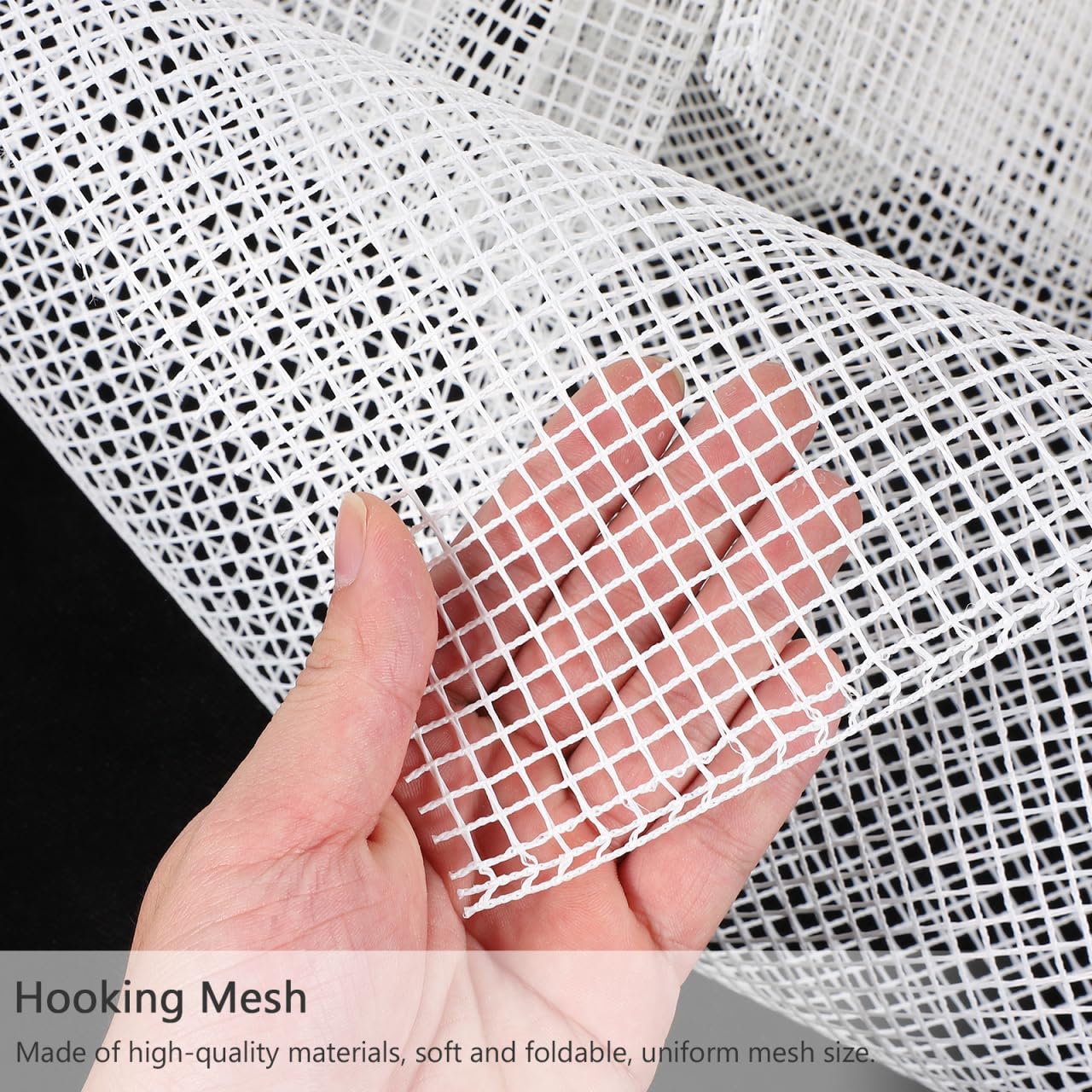 Tela a Rete a Gancio per Arazzo Fai da Te 150x100 Cm Bianco, Materiale Supporto Gancio di Chiusura, Rotolo Rete per Creazione Tappeti Artigianali e Lavori Manuali