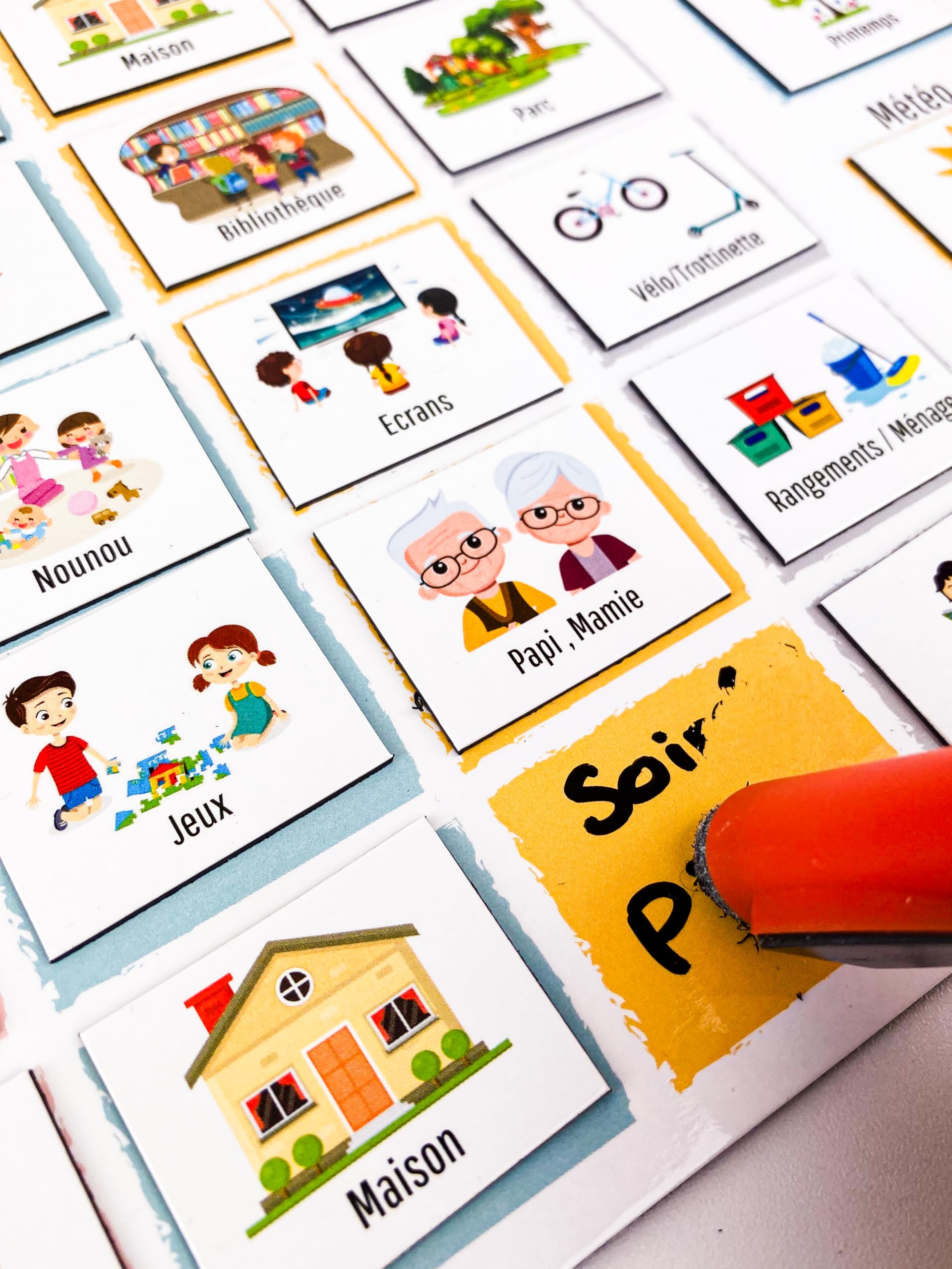 265 Magnets - Grand semainier magnétique Enfant – Organisation Semaine – Évolutif & inspiré Montessori