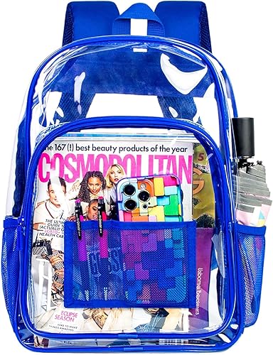 AGSDON Mochila transparente, resistente bolsa transparente para libros, mochilas de PVC transparente para mujeres y hombres