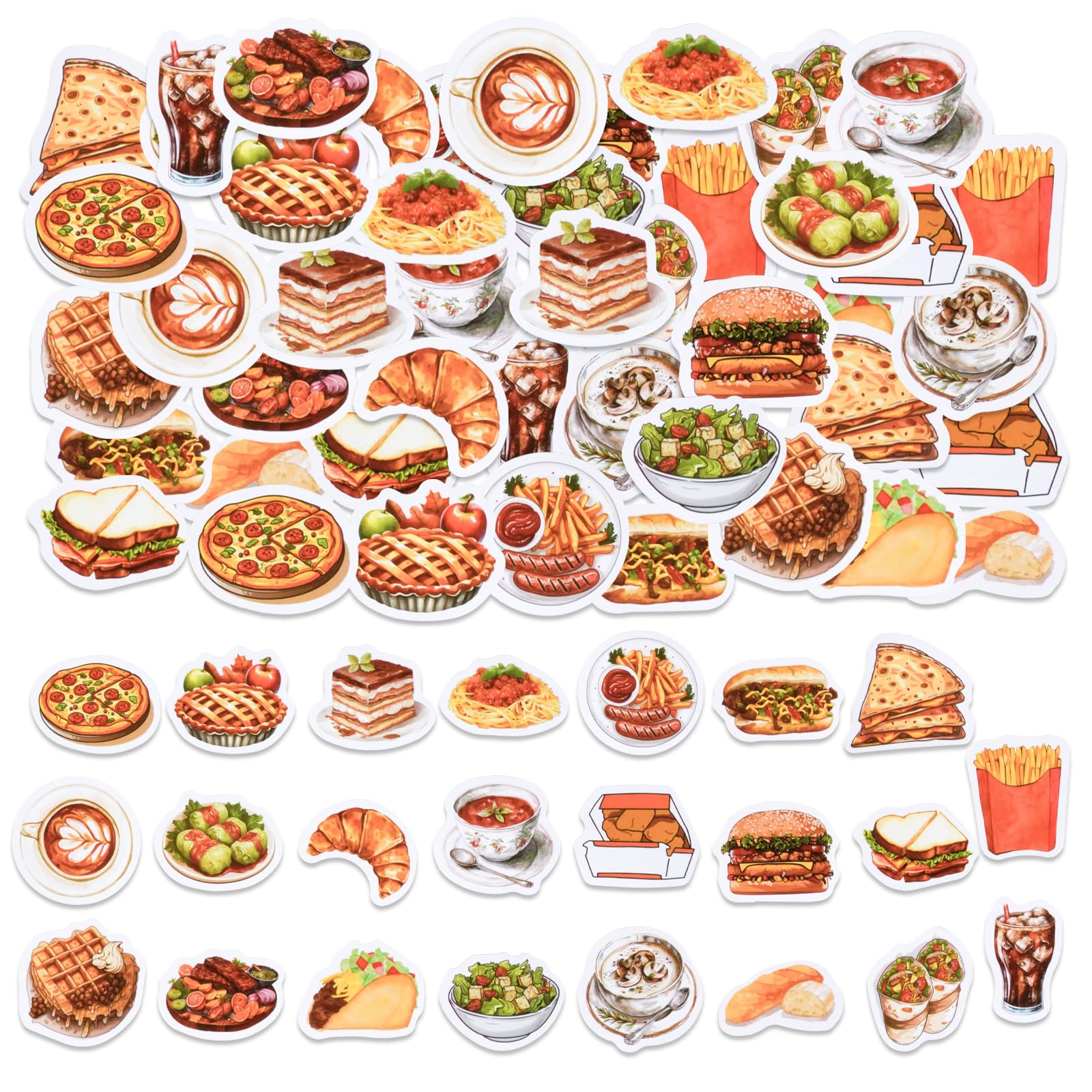 46PCS Food Stickers,Hamburgers, French Fries, Pizza, Desserts, Coffee Stickers for Children Teens Adults Travel Case, Laptop, Planners, Calendars, Scrapbook, Suitcase, Notebooks, Journal โ image 1