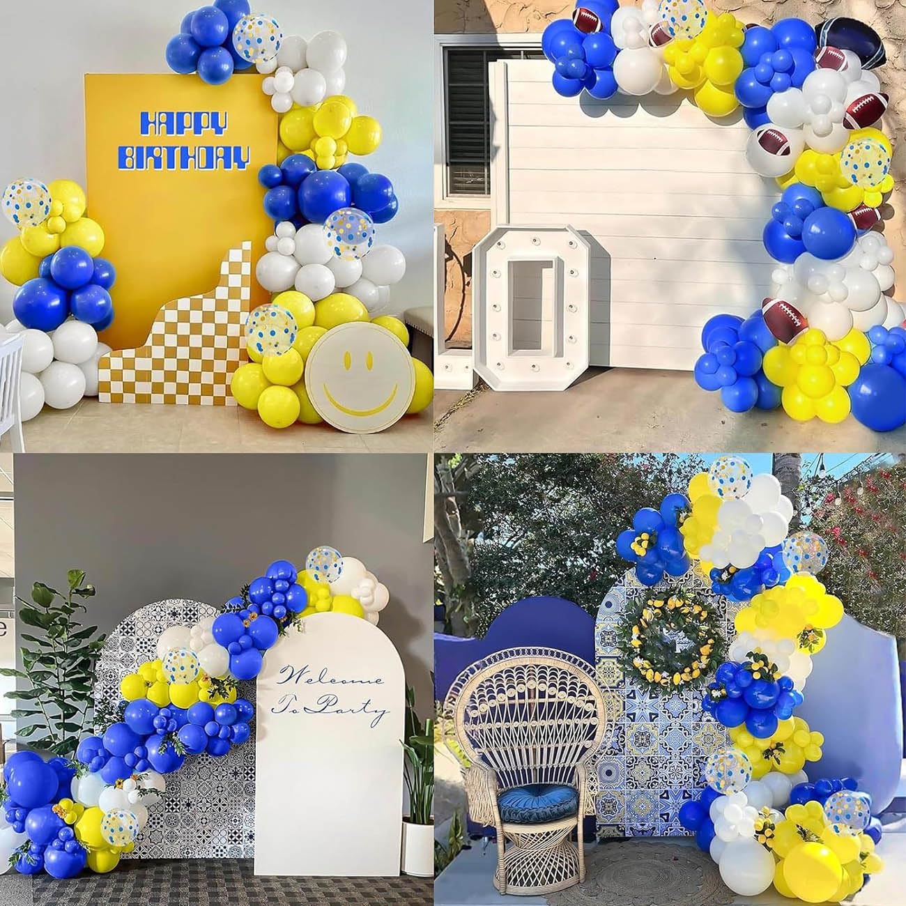 50pcs 12inch Yellow and Navy Blue Latex Helium Balloons,Confetti Balloons for Party Decorations - Image 2
