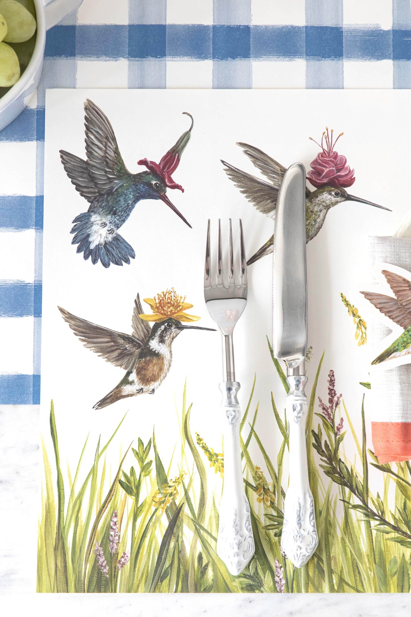 Kitchen Papers Colibrí de papel Mantel Set / 30 hecho americano 18.5"X12.5" Multicolor