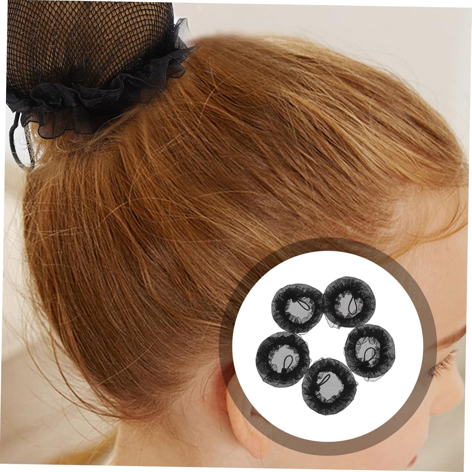 NOLITOY 15pcs Snood Hair Net Drawstring for Ballet Dance Performance Elegant Elastic Mesh Hair Cover for Dancers and Brides for Updos and Formal Hairstyles