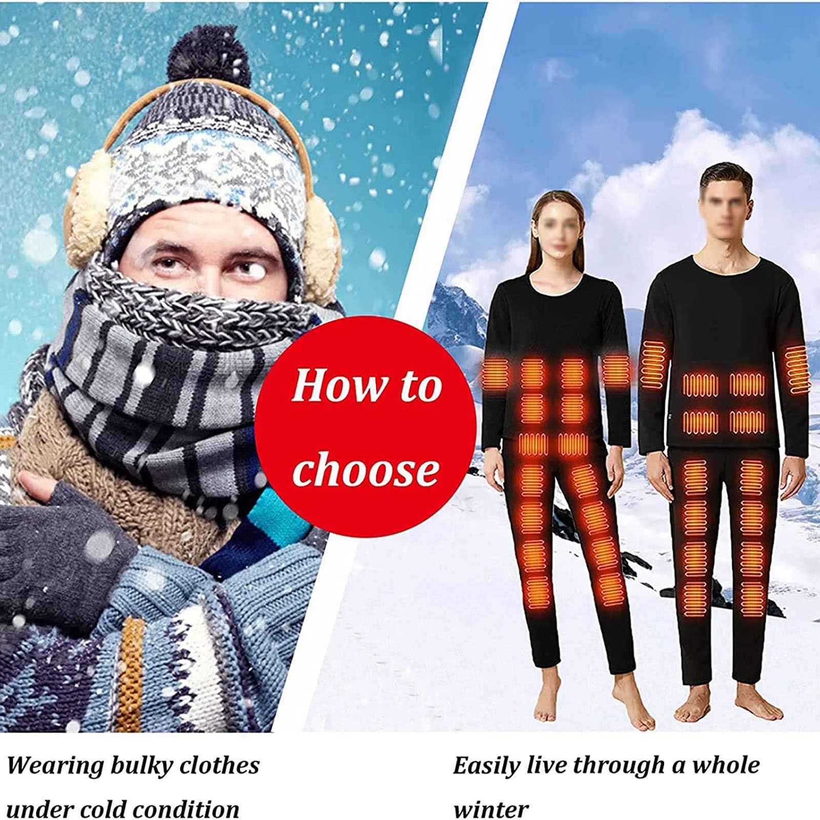 Women's Inner Fleece Thermal Underwear Set - Men's Thermal Underwear Set - Warm Thermal Top and Thermal Trousers Leggings Functional Underwear Sets