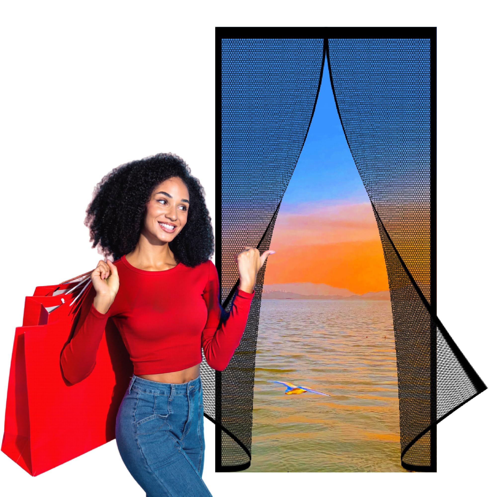 Moustiquaire porte magnétique de qualité supérieure rideau de porte robuste