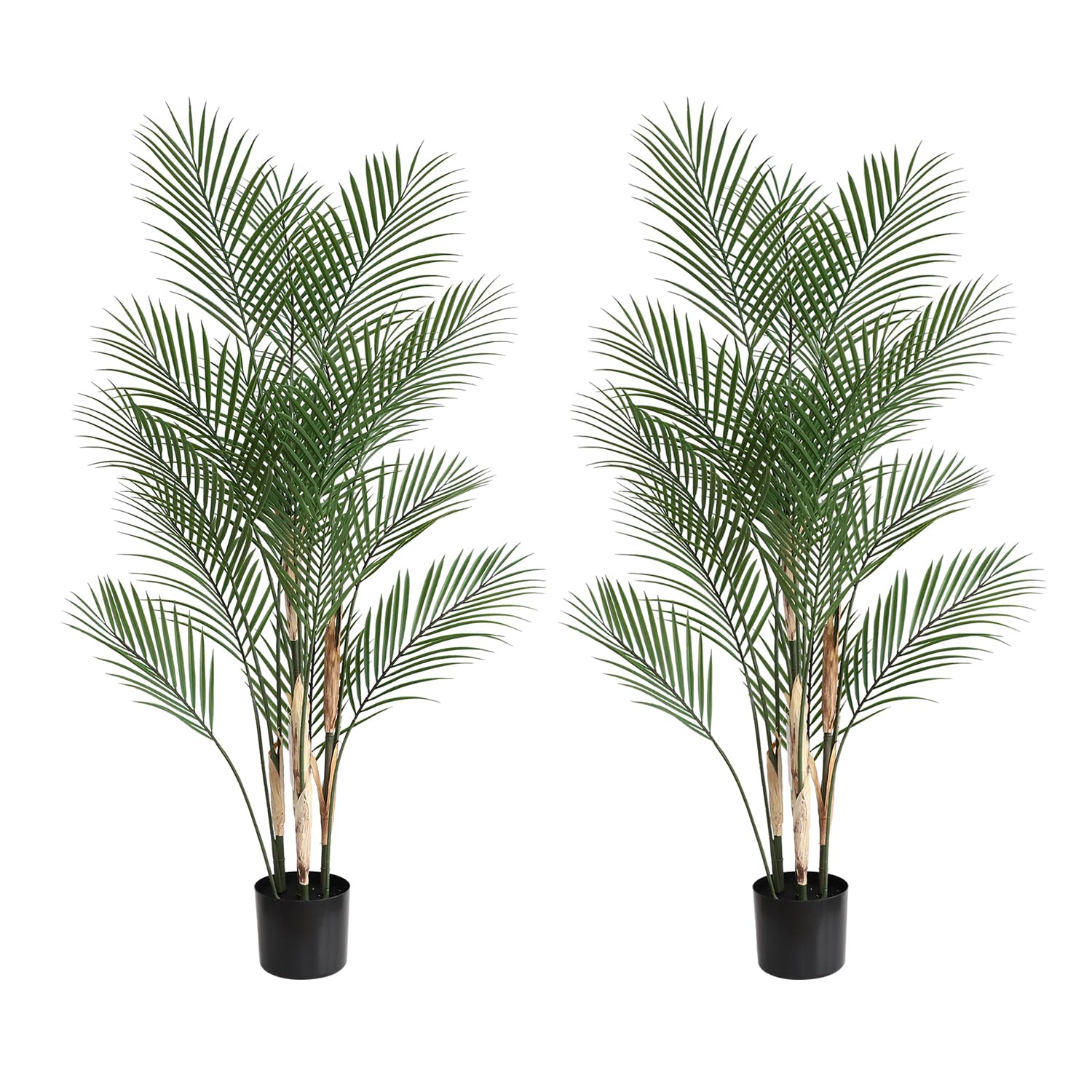 momoplant 2Pcs Artificial Palm Trees 4FT Faux Tropical Areca Floor Plant in Pot with Lifelike Leaves for Home Office Decor