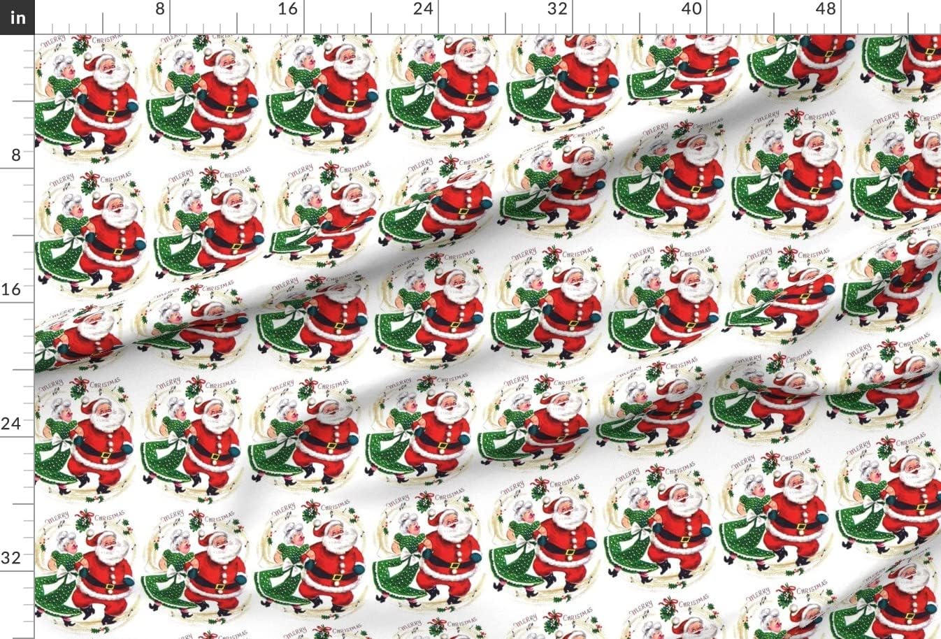 Spoonflower Fabric - Christmas Xmas Santa Claus Musical Notes Music Dancing Dance Vintage Printed on Minky Fabric by The Yard - Sewing Baby Blankets Quilt Backing Plush