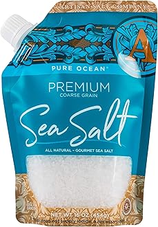 SaltWorks Premium Sea Salt, Coarse, Artisan Pour Spout Pouch, Pure Ocean, 16 Ounce