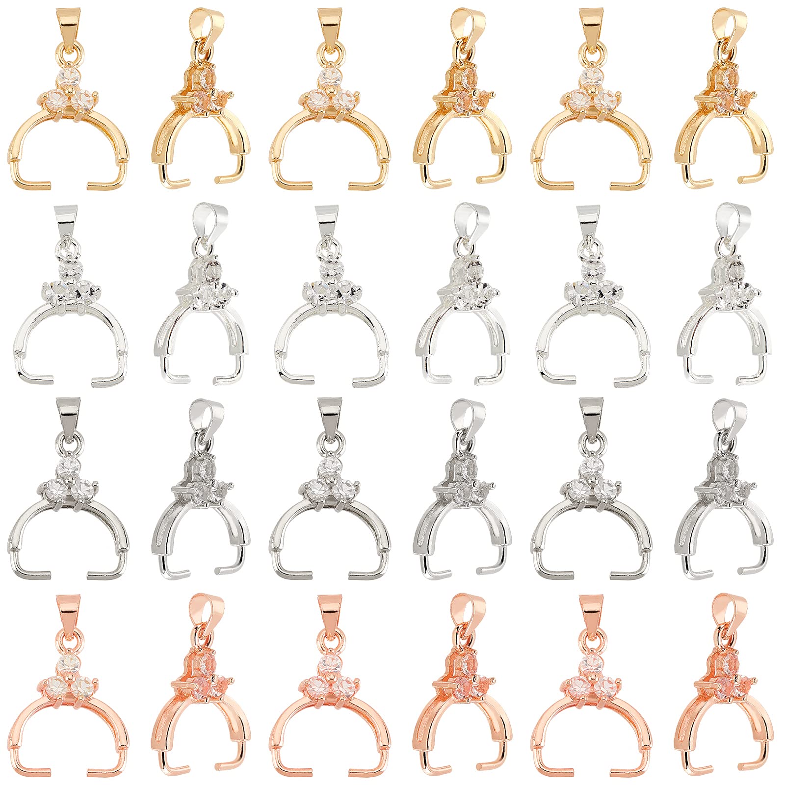 Pandahall 24Pcs Brass Pinch Bails Pendants Cubic Zirconia Ice Pick Pinch  Bails Snap On Jewelry Clasp Bails Clasp Hanger Links Connectors for  Necklace