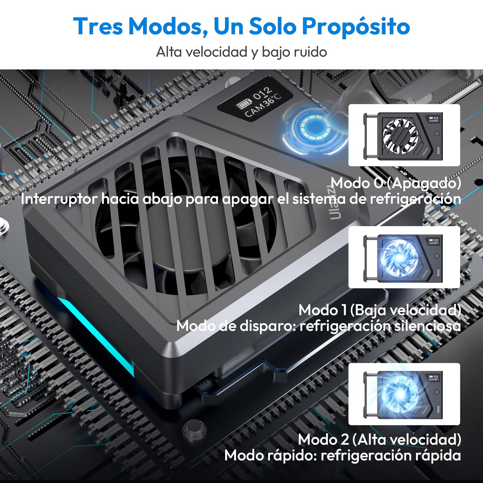 【Versión Actualizada】ULANZI Ventilador de Cámara con Montaje de Resorte, Sistema de Enfriamiento de Cámara Compatible con Sony/Canon/FUJIFILM/Nikon