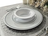 Vista 3 de OccasionS - 20 cargadores redondos de plástico acrílico de 13 pulgadas, para decoración de cenas (corona, blanco y plateado)