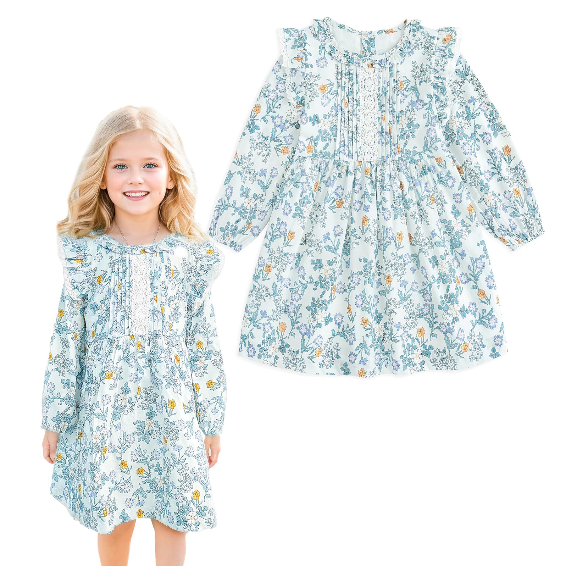 Simplee kids Baby Toddler Girls Casual Dress Toddler Smocking Dress Floral Print Sundress for Spring Summer 12M-6T