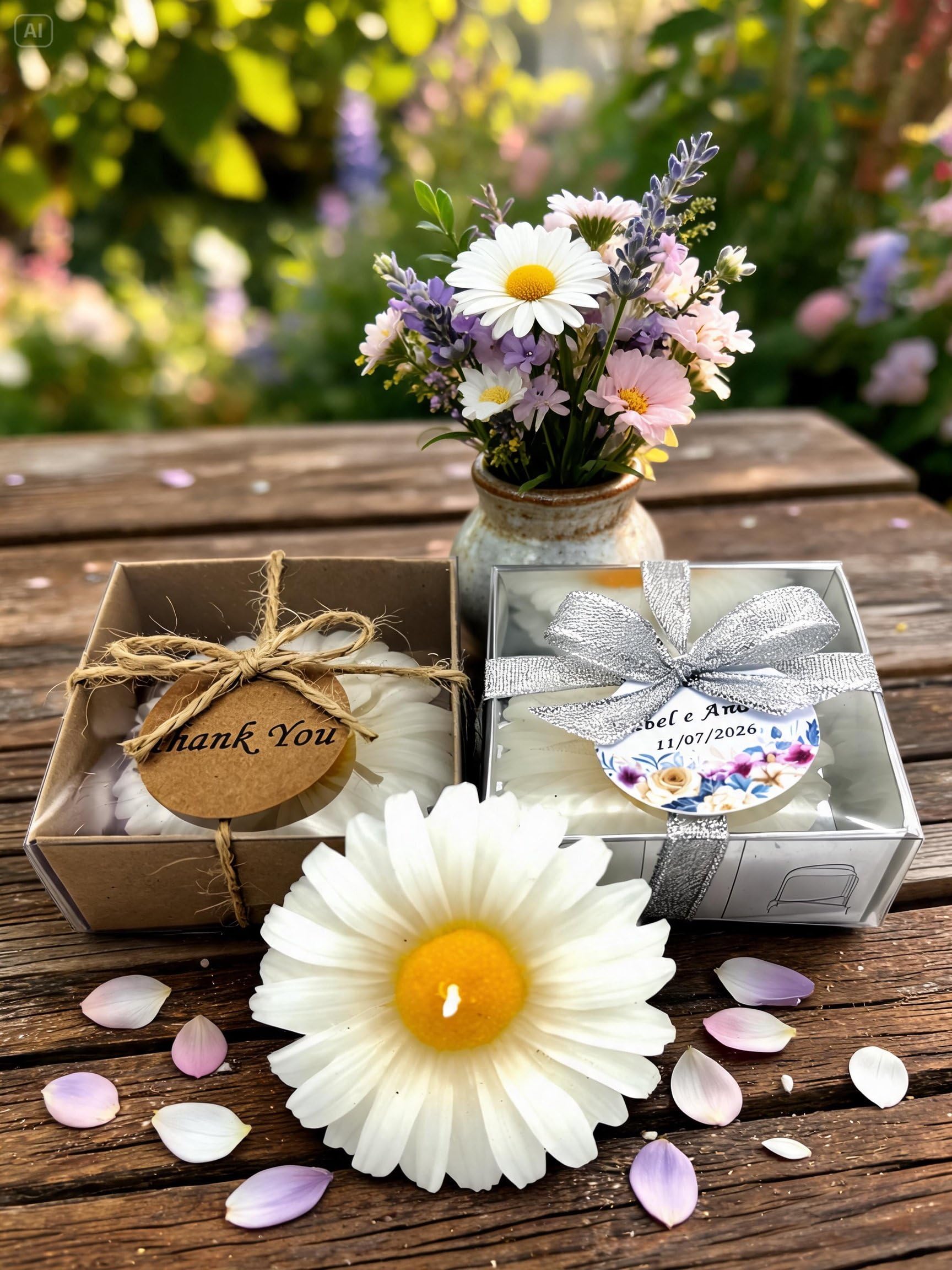 bomboniere matrimonio, originali margherita 40 pezzi candele profumate bomboniere battesimo, anni ragazzo, comunione, cresima, anniversario di, compleanno bigliettini