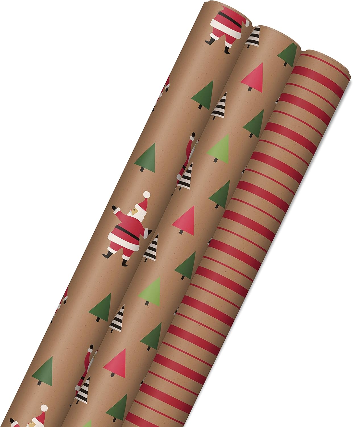 Hallmark Recyclable Christmas Wrapping Paper with Cut Lines on Reverse (3 Rolls 90