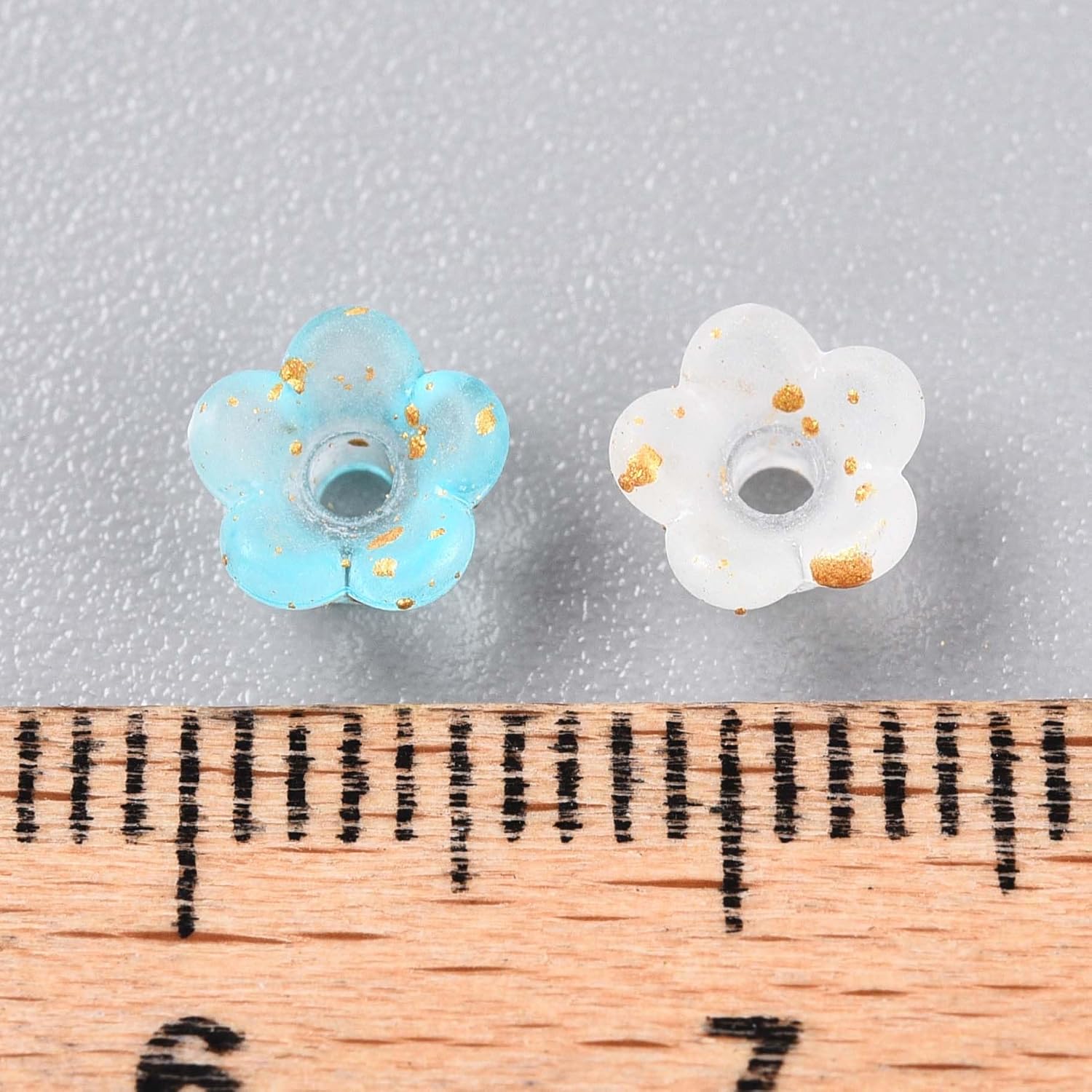 1086 PCS Pale Turquoise Frosted Flower Acrylic Beads with Gold Foil Transparent Light Loose Spacer Beads for Jewelry Making DIY Bracelets Earrings Necklaces Craft Gift - Image 3