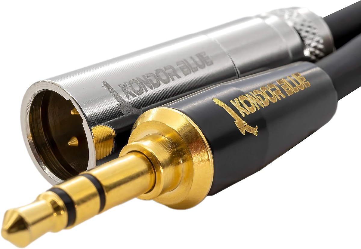 KONDOR BLUE | 14” Mini XLR to Gold 3.5mm Stereo Plug for Line Level Devices | Compatible with Audio Mixers and Microphones Such as Rode Video Mic NTG | Black