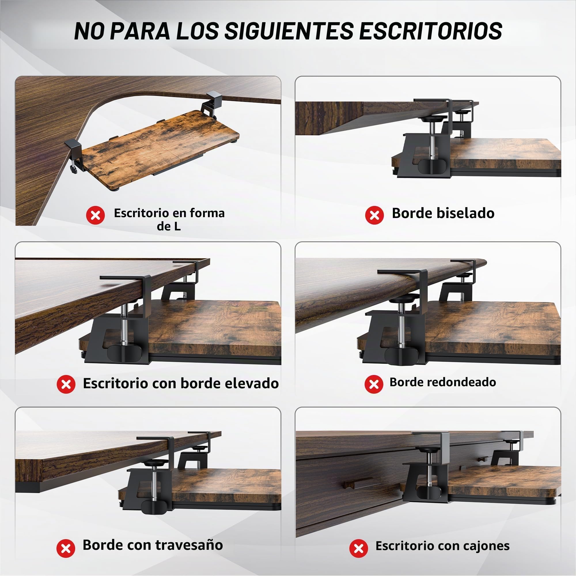 ETHU Bandeja para Teclado Extraible- Soporte Teclado Ordenador Bajo Mesa，Porta Teclado Extraíble con Abrazadera C, Cajón de Computadora de 680 x 300 MM para Escribir, Hogar u Oficina
