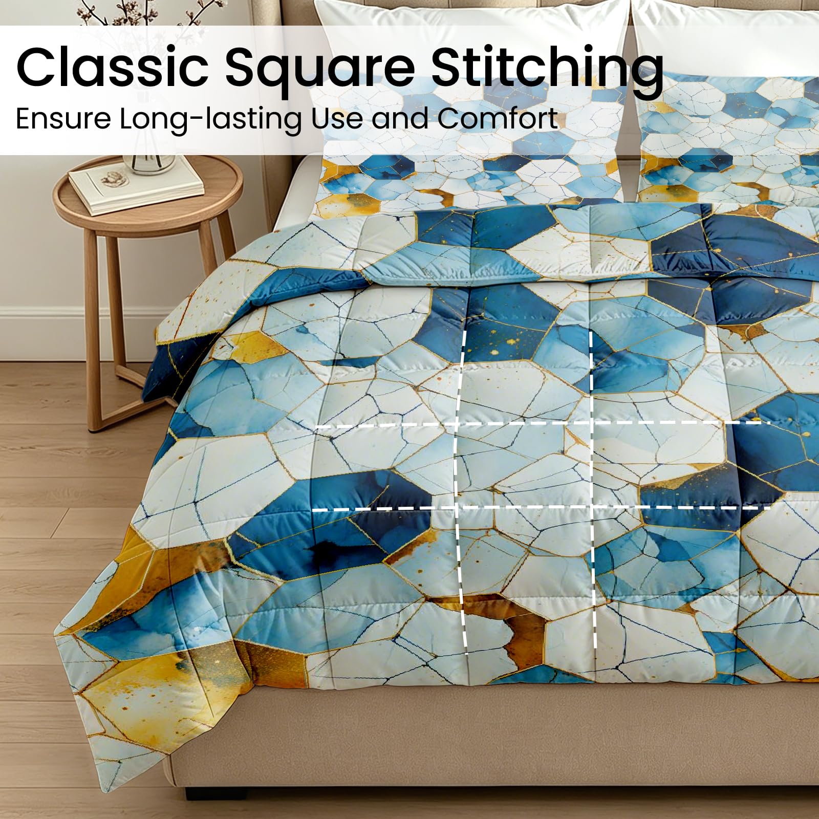 Sommerdecke 155x220 Sechseckiges Mosaik Waschbar Bettdecke Ohne Bezug