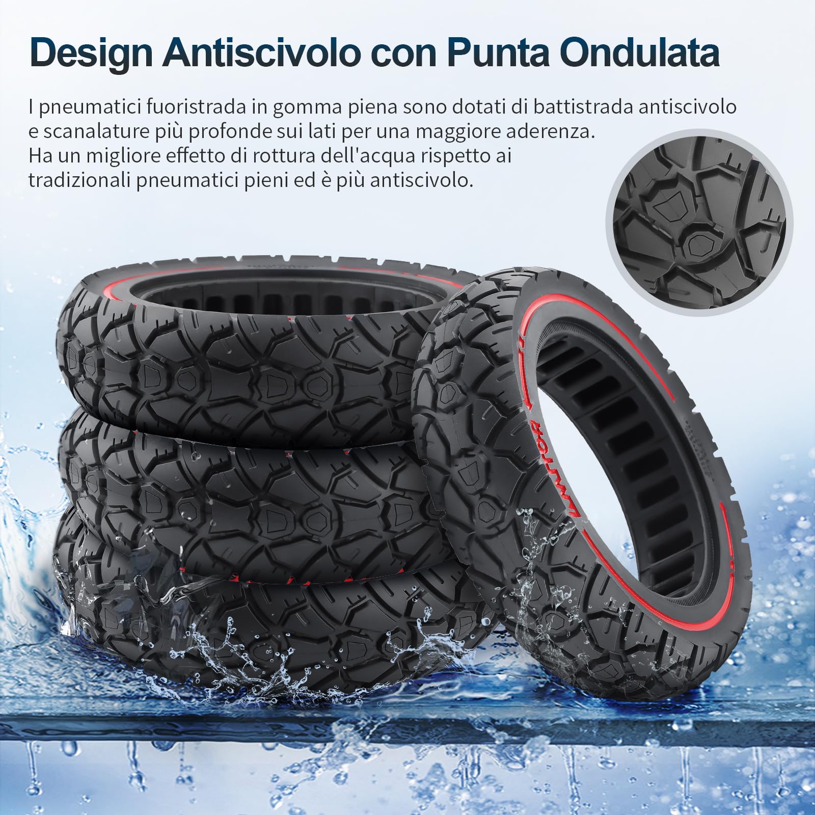 PNEUMATICO PIENO GOMMA Solida Ruota 10 X 2.50 Per Xiaomi Ninebot Max - Foto 2