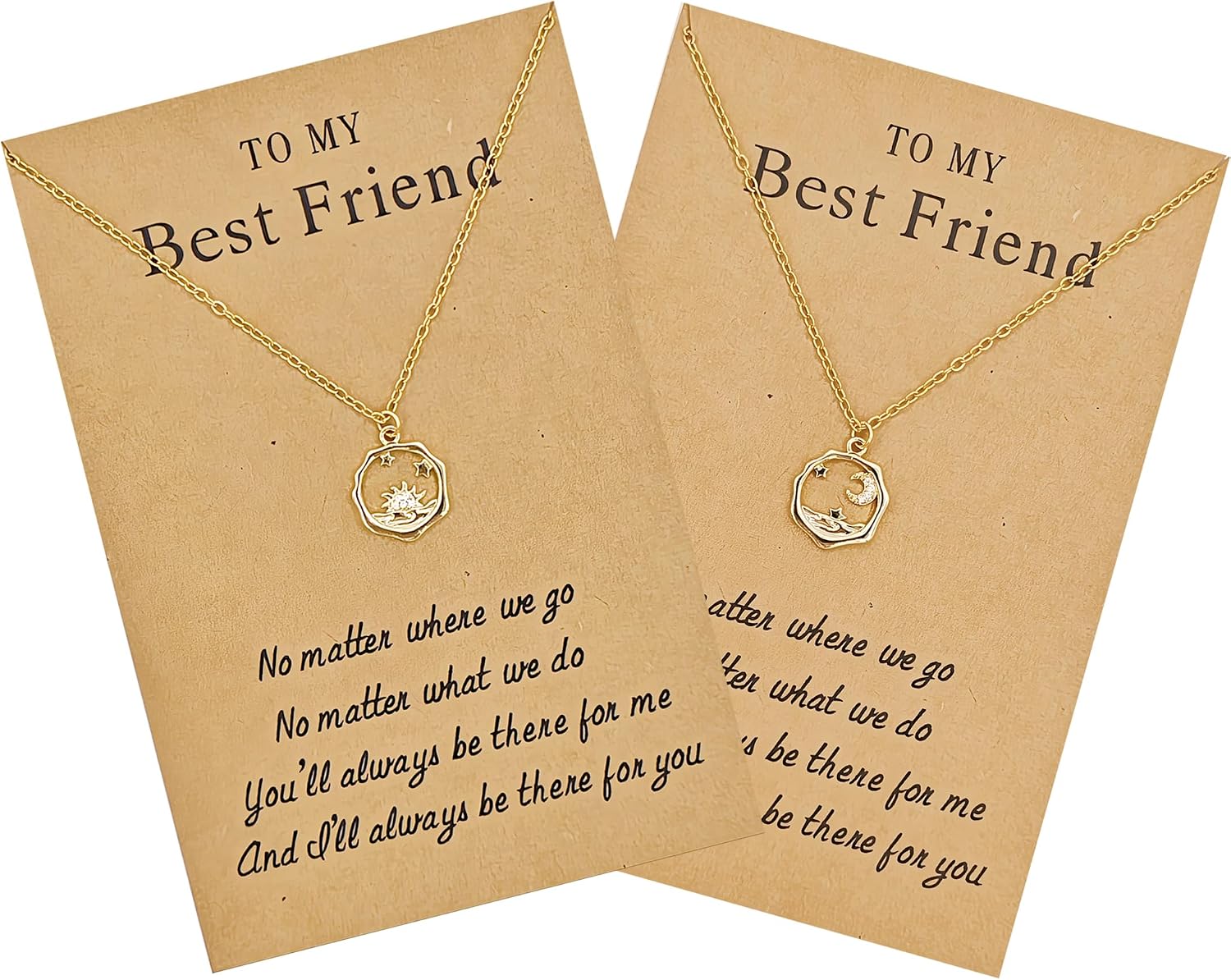 Best Friend Necklace for 2, Sun and Moon Matching Friendship Necklace Jewelry Gifts for BFF Sisters