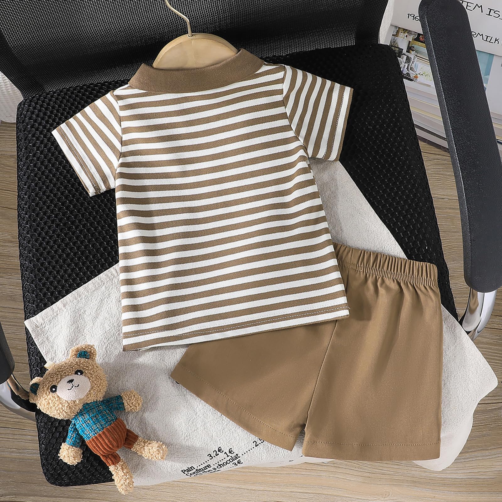 2Pcs Baby Jungen Sommerkleidung Outfit Set Farbblock Poloshirt Top + Shorts Hose Sommer Kleinkind Bekleidungsset
