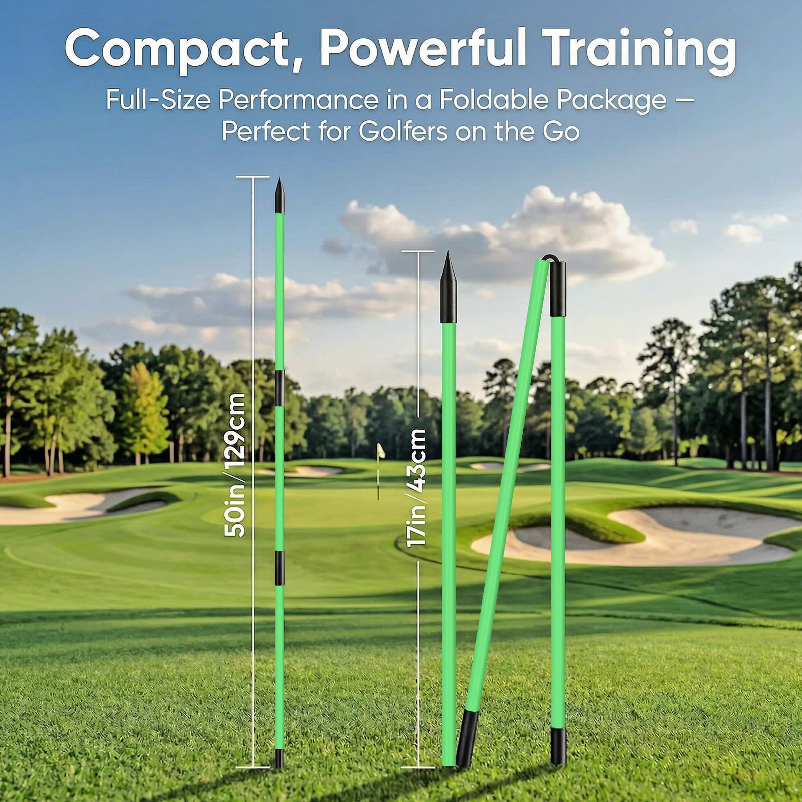 Soporte para palos de alineación de golf con ángulo ajustable, ayuda de entrenamiento de swing de golf para apuntar a putt, ayuda de entrenamiento de golf con 2 palos de alineación y bolsa portátil