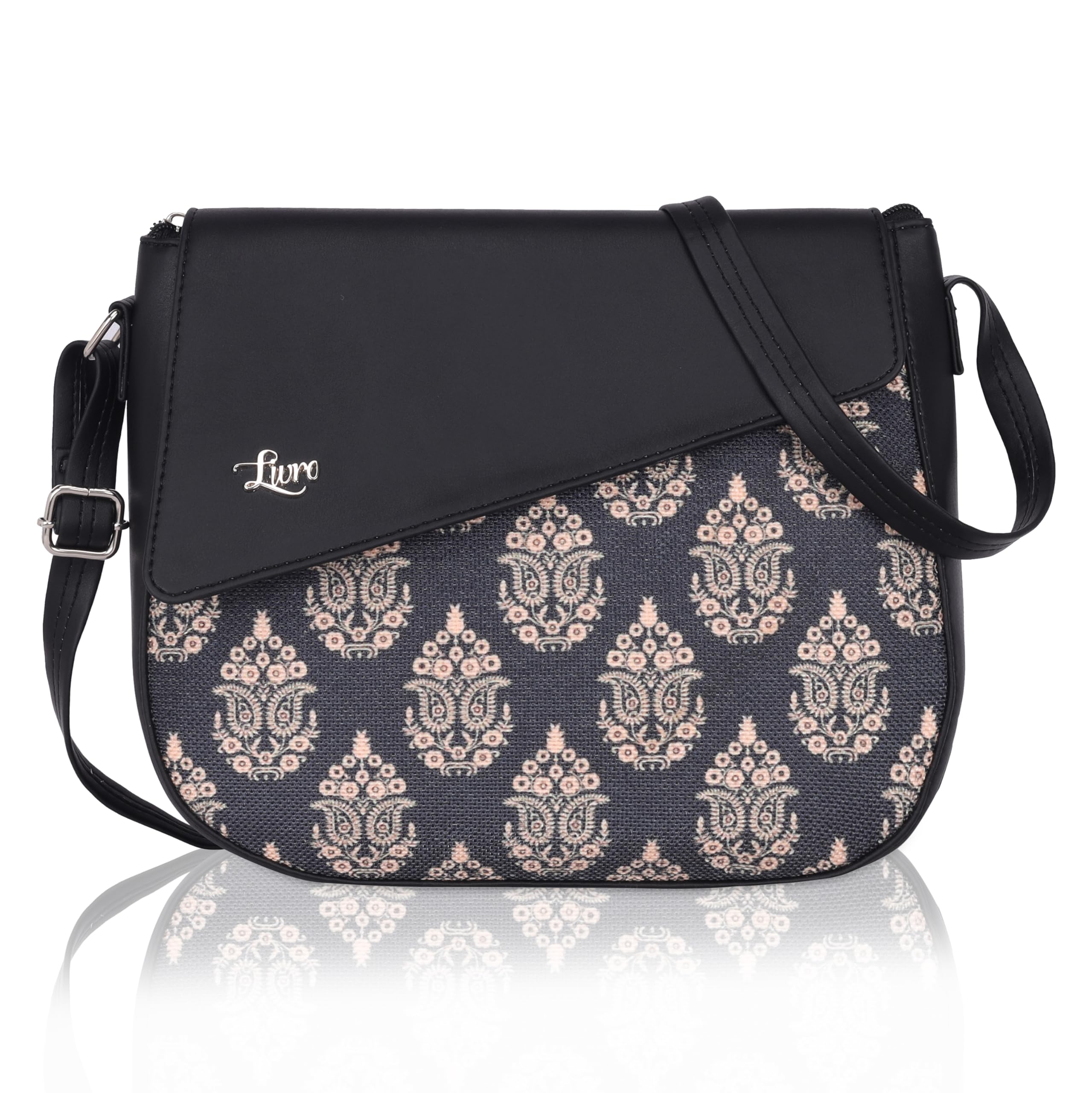 Structured Women's Printed Hand Crafted Vegan Leather styles Flap Sling Bag-image-15