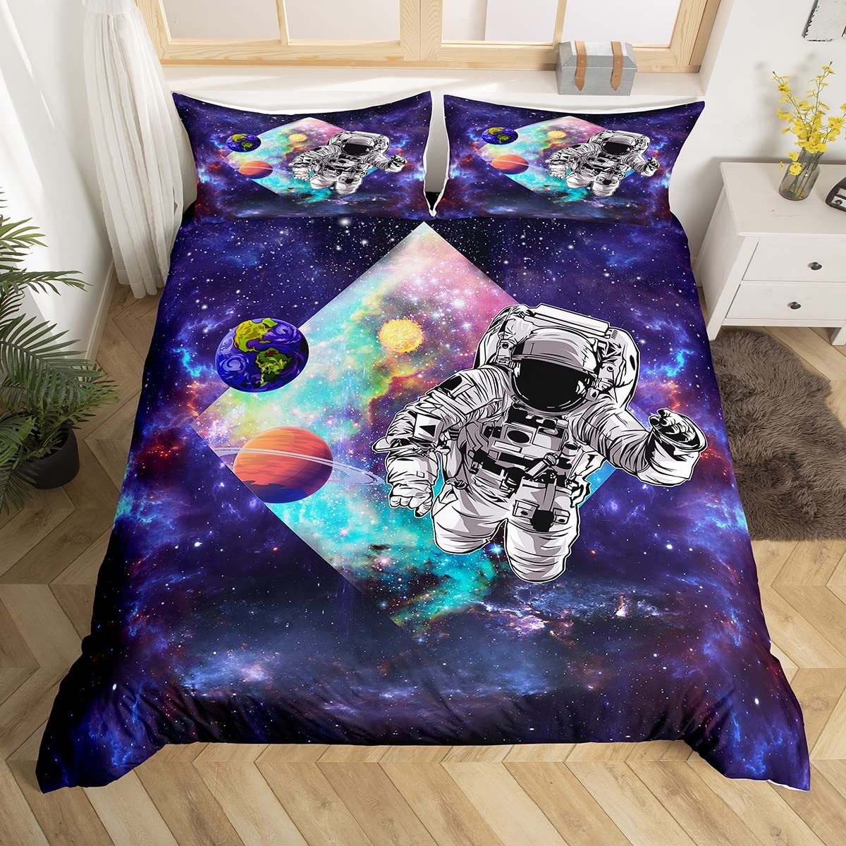 Housse de couette enfant galaxie et literie astronaute