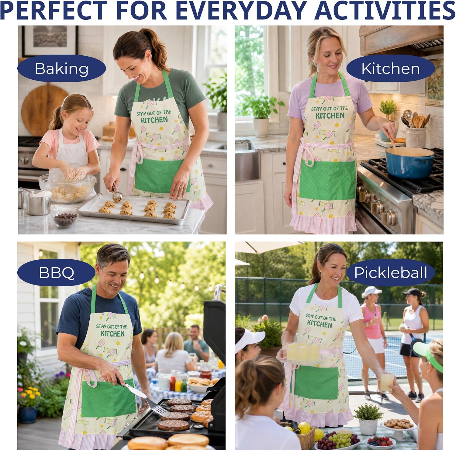 Kitchen Aprons for Women & Men with Large Front Pockets for Everyday Use