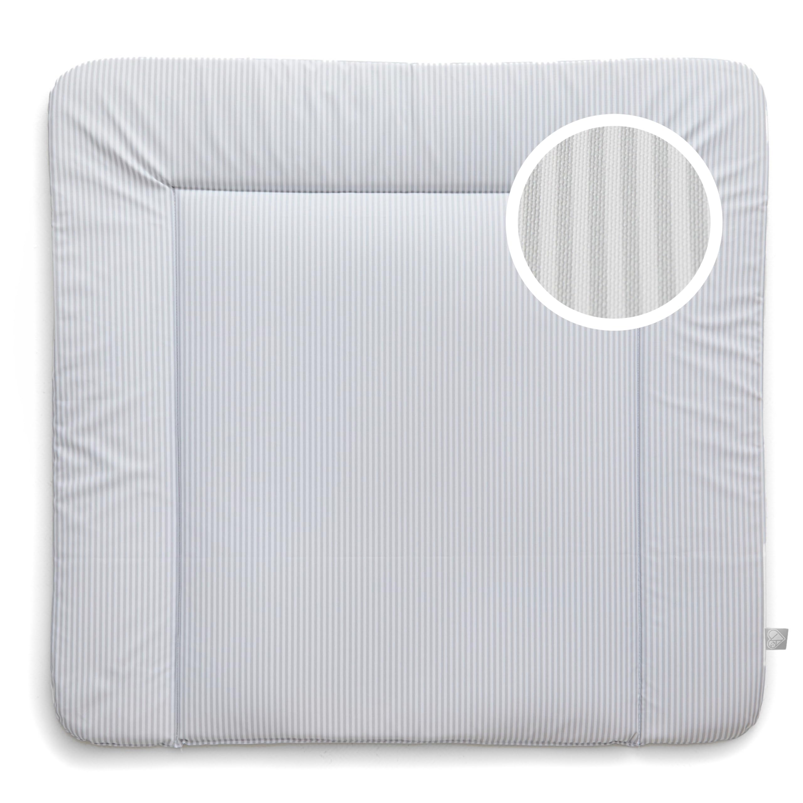 Premium Wickelauflage 77x73 cm | Wickelunterlage für Wickelkommode Malm Hemnes Nordli | ÖKO-TEX 100 | Abwaschbar, wasserabweisend, beidseitig bedruckt | Farbstoff- und phthalatfrei | Streifen grau