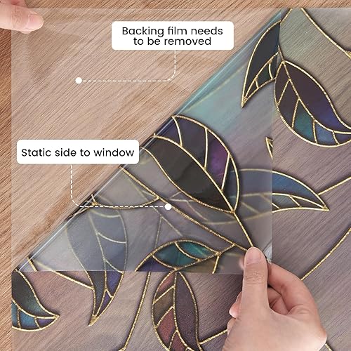 Miniatura 8 de DKTIE Película decorativa de vinilo para ventana de adherencia estática, película de privacidad no adhesiva con kit de instalación, tecnología de