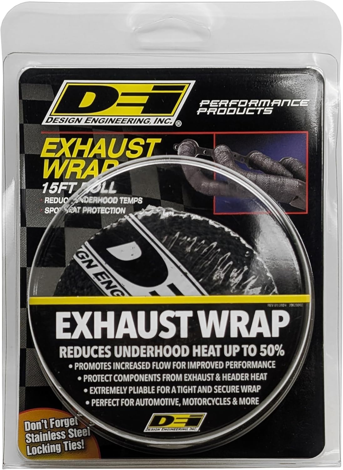 Design Engineering DEI Exhaust Hi-Temp Heat Wrap Black, 2 Inch x 15 Feet