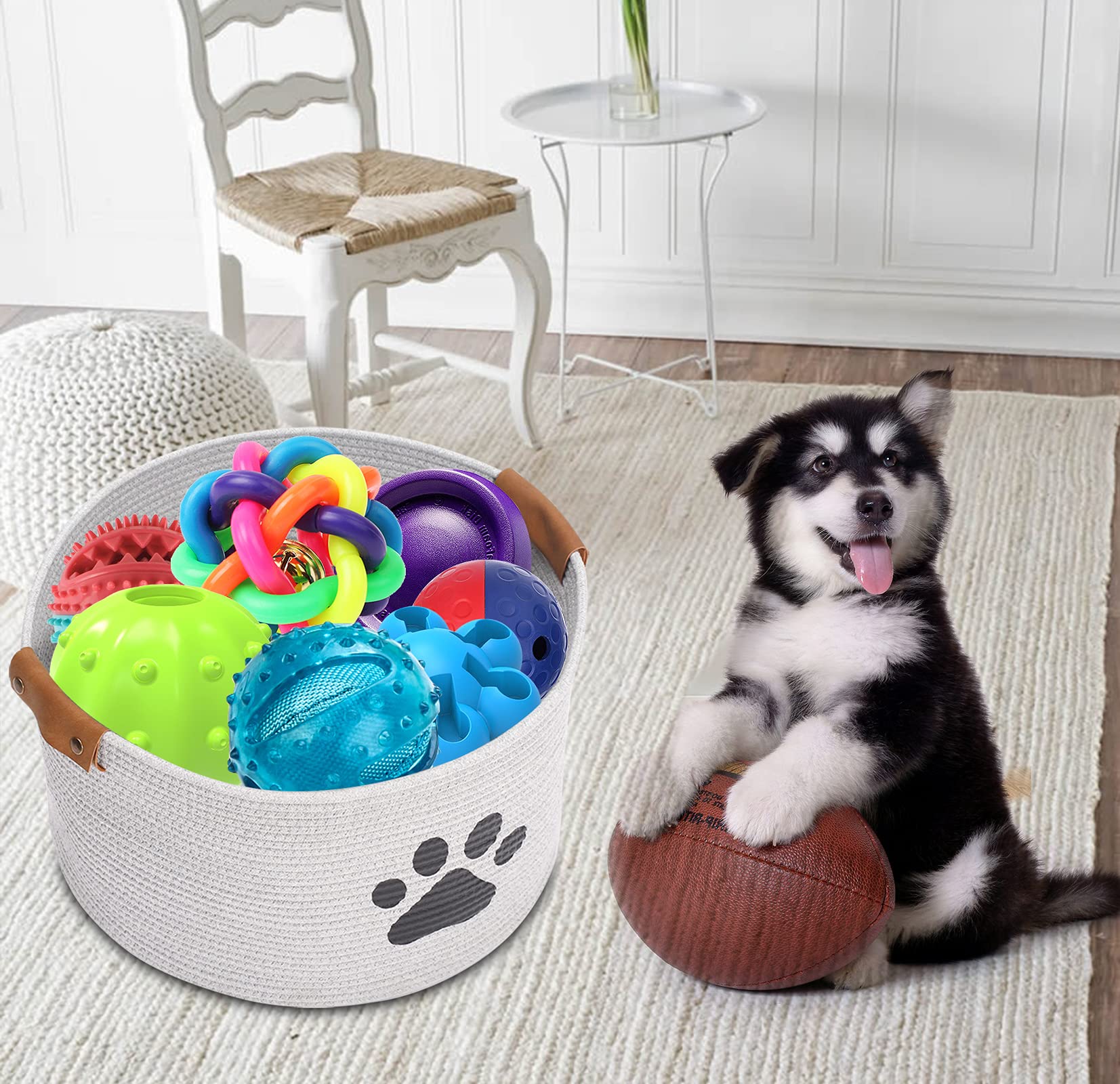 Boîte De Rangement En Corde De Coton Avec Couvercle - Motif Chien Mignon, Grand 24x24x22 Cm - 5
