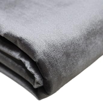 TinaKim Heavyweight Shiny Velvet Fabric 54" Wide - Non-Stretch Upholstery Material for Sofa, Chair, Couch, Drapery & DIY Home Decor Projects 7 Grey, 3 Yard