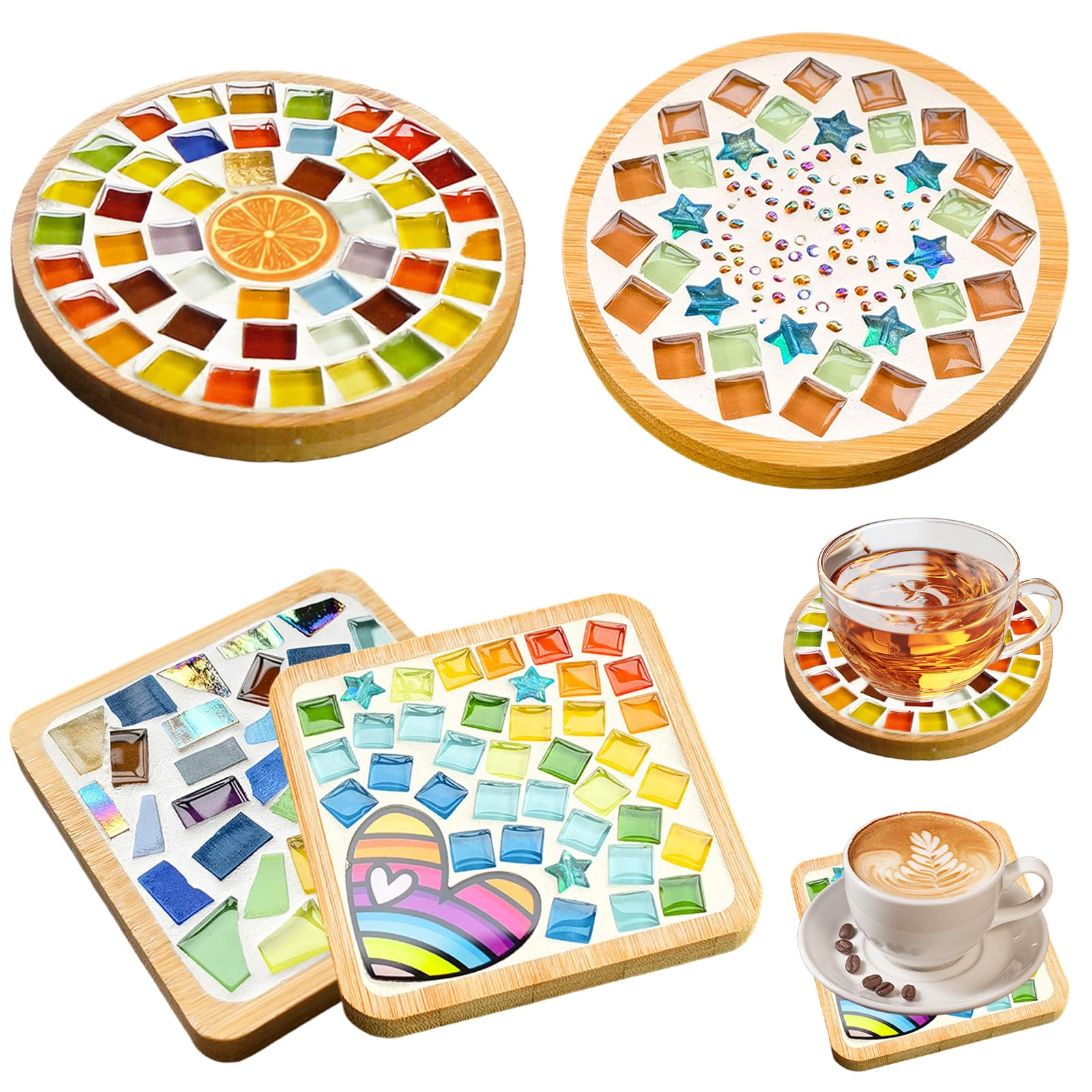 Kit mosaïque complet anti-stress avec autocollants et verre coloré sans outil