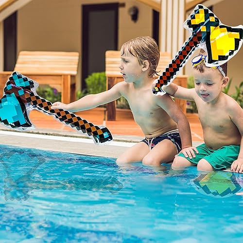 Miniatura 3 de 10 piezas inflables de hacha de píxeles para manualidades, hacha inflable, suministros de fiesta para niños que juegan en fiestas en la piscina